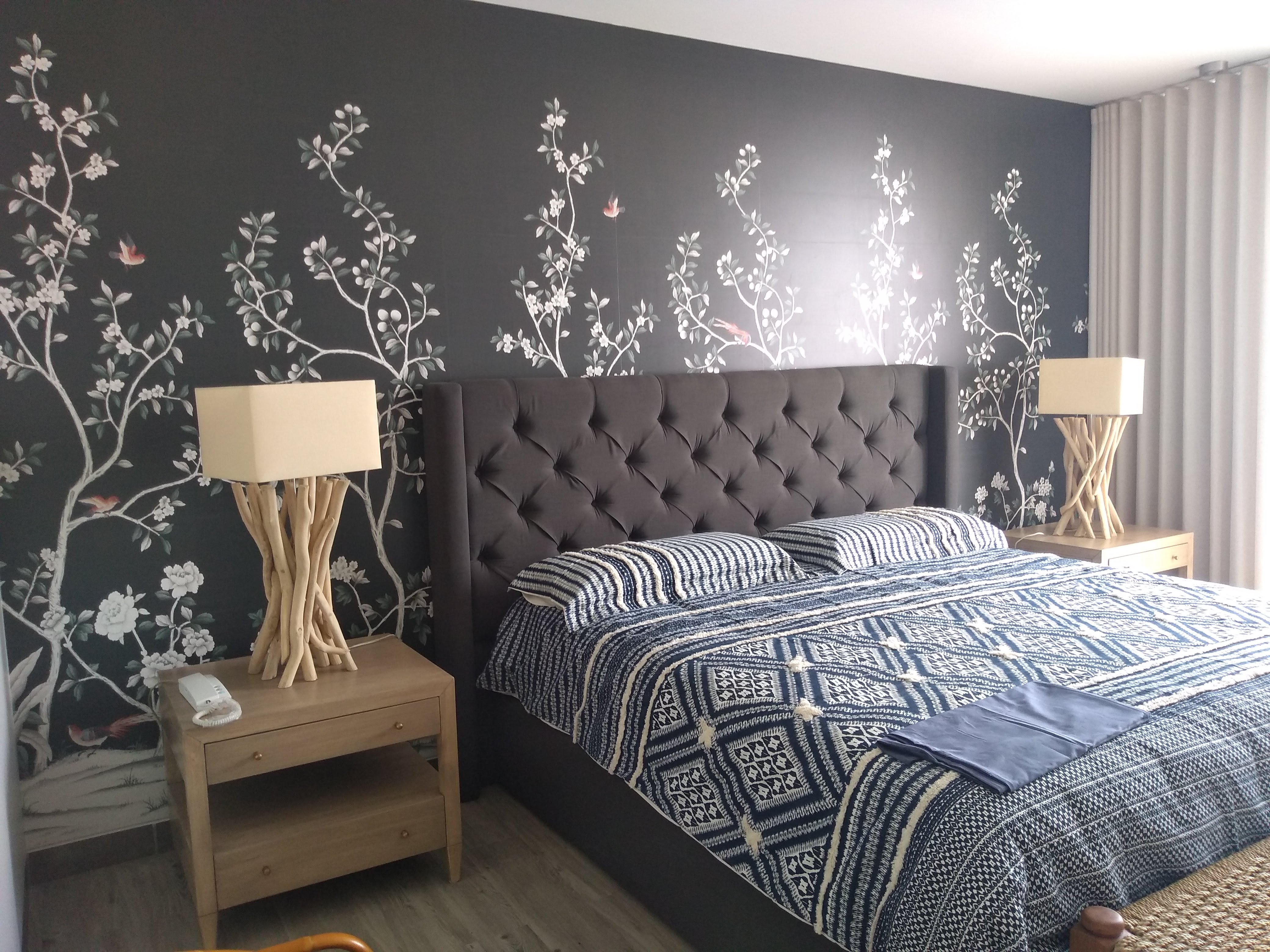 Cabecera capitoné con chinoiserie